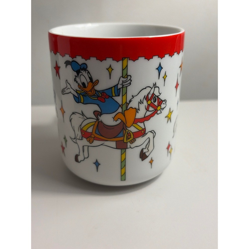 Vintage Disney Mickey Minnie Donald Carousel Horse Mug Disneyland World Japan - Picture 2 of 5